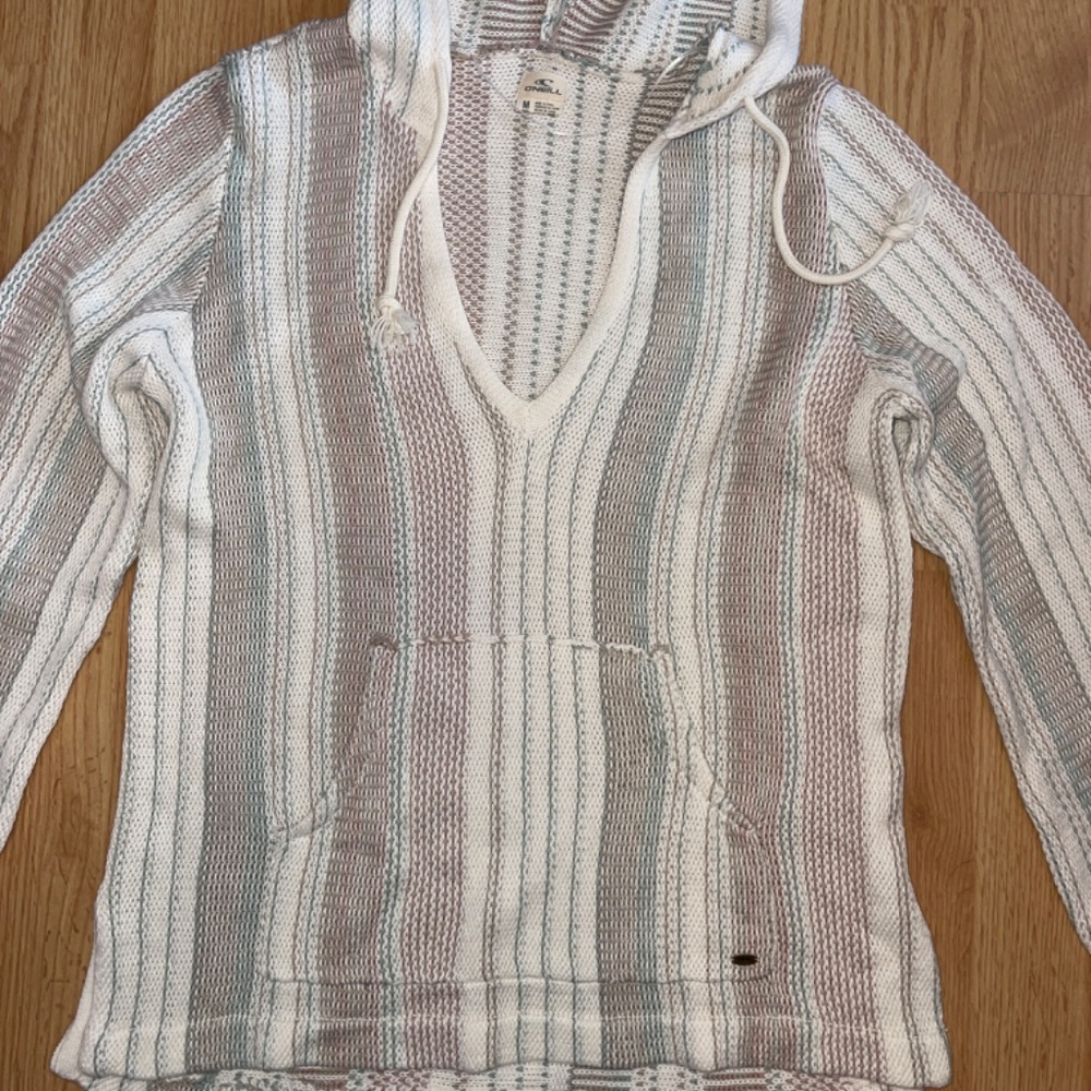 Women’s O’Neill Cable Knit V-Neck Long Sleeve Hooded Top / Hoodie / Sweater S-M - Picture 4 of 7